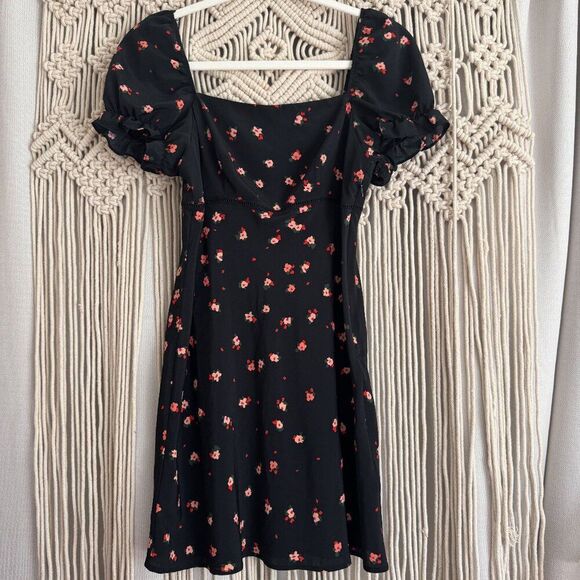 Topshop Black Floral Mini Dress – Size 4 – EUC – Perfect Spring-to-Summer Style - Picture 1 of 4